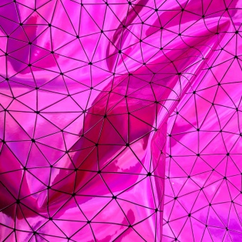 Pinkes, holographisches Kunstleder mit 3D Laserprägung - Schillernder Multicolor-Metallic - Holoschimmer-Zuschnitt - 50 x 120cm 