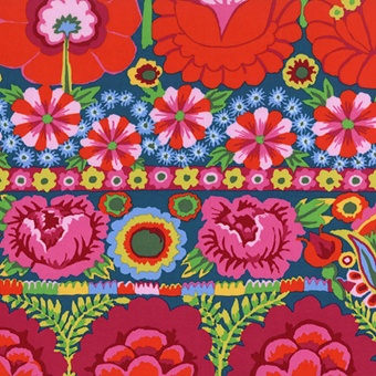 Red Embroidered Flower Blümchenstoff - Kaffe Fassett Collective Designerstoffe & Patchworkstoff Meterware 
