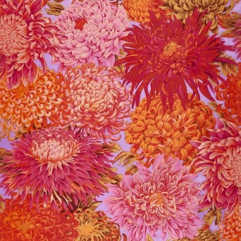 Pink Japanese Chrysanthemum Floral Blumenstoff - Philip Jacobs for Kaffe Fassett Collective Designerstoff 