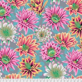 Tawny Cactus Flowers - Kaffe Fassett Collective Designerstoffe - Philip Jacobs Spring 2021 Patchworkstoff 