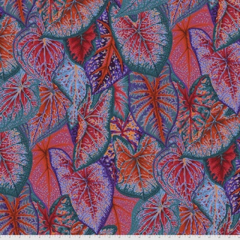 Red Coladiums Leaves Blätterstoff  - Phillip Jacobs for Kaffe Fassett Collective Designerstoffe - Fall / Winter 2018 / 2019 