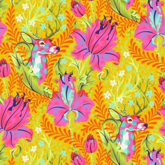 Glow Deer John Hirschstoff - Tiny Beasts Tula Pink Designerstoffe - FreeSpirit Patchworkstoffe 