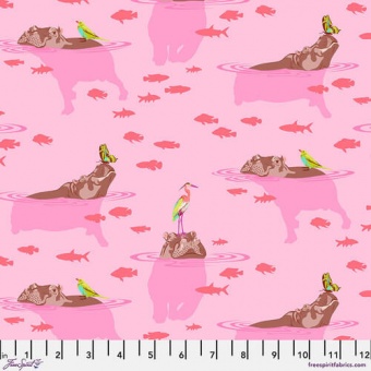 My Hippos don't lie Nova Nilpferdstoff - Everglow Neon True Colors Tula Pink Designerstoff -  FreeSpirit Patchworkstoffe 