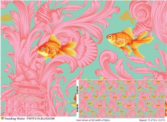 Blossom Treading Water Goldfischstoff - Besties Tula Pink METALLIC Designerstoff -  FreeSpirit Patchworkstoffe 