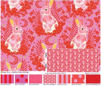 Blossom Hop to It Bunnies Häschenstoff - Besties Tula Pink METALLIC Designerstoff -  FreeSpirit Patchworkstoffe 