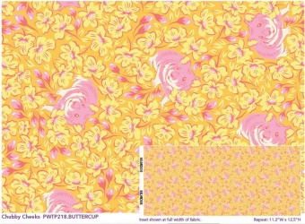 Buttercup Chubby Cheeks Hamsterstoff - Besties Tula Pink Designerstoff -  FreeSpirit Patchworkstoffe 