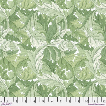 Green Acanthus Vintage Baumwollstoff  - Original William Morris & Company Lizenzstoff - Free Spirit Fabrics Leicester Patchworkstoffe 