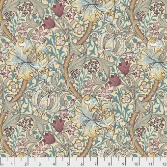 Dusk Golden Lily Baumwollstoff  - Original William Morris & Company Lizenzstoff - Free Spirit Fabrics Leicester Patchworkstoffe 