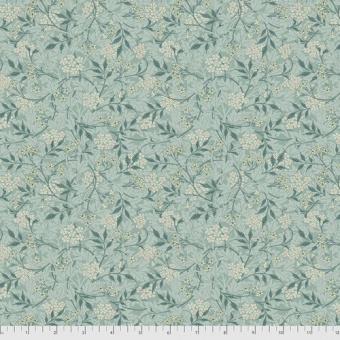Aqua Jasmin Baumwollstoff  - Original William Morris & Company Lizenzstoff - Free Spirit Fabrics Granada Patchworkstoffe 