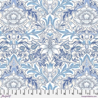 Blue Severne Wandle Baumwollstoff  - The Original Morris & Co. Lizenzstoff - Free Spirit Fabrics Patchworkstoffe 