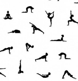 Yoga Asanas Schwarz-Weißer Motivstoff - Mini Medley by Laura Berringer Yogastoffe - Marcus Bros Patchworkstoffe 