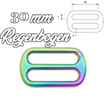 Regenbogen 30mm Verschieber - Rainbow Metall Schiebeschnalle / Leiterschnalle 3cm 