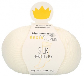 Silk Seiden-Strickgarn - Deluxe Sockenstrickgarn - Regia Premium - Schachenmayr Strumpfgarn Weiß # 0001