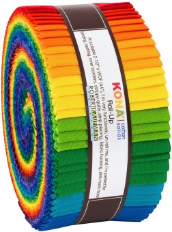 2 1/2" Stoffschnecke - Bright Rainbow Kona Cotton Solids Roll-Up 