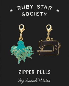 Sarah Watts Limited Editon Nähmaschine & Oktopus - Ruby Star Society Collector's Zipper Pulls Octopus & Sewing Machine 
