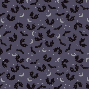 Fledermausstoff - Eggplant Bats Spooky Hollow by Melissa Mortenson Halloweenstoffe - Riley Blake Designs Motivstoff 