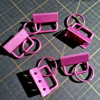 3cm Pink Metallic Schlüsselband-Rohlinge für Schlüsselbänder & Lanyards - 30mm Schlüsselbandklemmen 