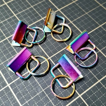 2,5cm REGENBOGEN Schlüsselband-Rohlinge für Schlüsselbänder & Lanyards - 25mm Schlüsselbandklemmen Rainbow Iridescent 