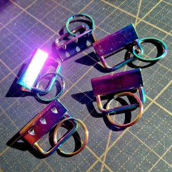3cm REGENBOGEN Schlüsselband-Rohlinge für Schlüsselbänder & Lanyards - 30mm Schlüsselbandklemmen Rainbow Iridescent 