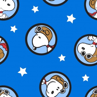 Snoopy Motivstoff - Original Peanuts Lizenzstoff - Snoopy Red Baron Comicstoff Meterware 