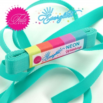 Spirit Teal Tula Pink NEON 1inch Designer Webbing - Renaissance Ribbons 25mm Gurtband-Set -  Everglow Strapping SPARSET! -  2 yards / 1,8m 