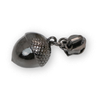 Gunmetal Eichel Reißverschlusszupfer für #5 Endlosreißverschlüsse - Black Metallic Acorns Zipper Pulls 5mm Reißverschlusswagen 