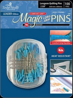 Magic Pins Longarm extra lang 0,8x60mm - Extra Long Leader Pins - Taylor Seville Stecknadeln mit Comfort Grip 
