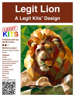 Lion FPP Löwen Quilt - Original lizensiertes Legit Kits Schnittmuster / Materialpackung / Stoffpaket - Sonderanfertigung Set: Stoffpaket + Anleitung