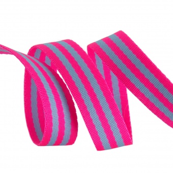 Aqua and Hot Pink Tula Pink Designer Webbing - Renaissance Ribbons 25mm Gurtband-Set -  1 inch Striped Strapping - 2 yards / 1,8m 