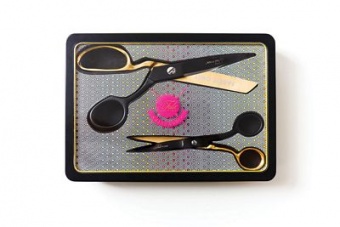 Limited Edition Set - Schwarz-Goldene Schneiderschere / Stoffschere - Original Tula Pink Hardware - Right Hand Shear 8 inch & 6 inch Straight Scissor Black 