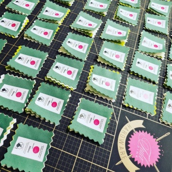Exklusives Tula Pink Swatch Pack Designer Solids Designerstoffe - 22 Charm Squares "Dragon's Breath & Unicorn Poop" Patchworkstoffe - Farbkarten-Stoffpaket 
