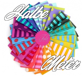 24er Stoffpaket - HALBE METER - Poms & Stripes Tula Pink Designerstoffe - True Colors All Stars FreeSpirit Patchworkstoffe 