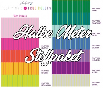 12er Stoffpaket - HALBE METER - Tiny Stripes Tula Pink Designerstoffe - Tropische FreeSpirit Patchworkstoffe 