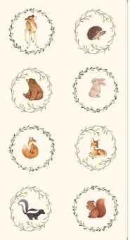 PANEL! Waldtierstoff - Cream Little Fawn & Friends by Nina Staizner Collection Kinderstoffe - Dear Stella Patchworkstoffe 
